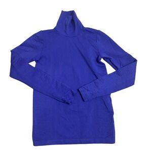 Athleta Ribbed Flurry Blizzard Seamless Turtleneck Thumb‎ Holes Purple Size S